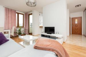 Televízia a/alebo spoločenská miestnosť v ubytovaní Apartament Na Woli Sowińskiego by Noclegi Renters