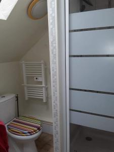 ein Bad mit WC im Dachgeschoss in der Unterkunft Ker Jerome - Traditional Stone Breton Cottage near to Dinan in Trélivan