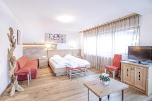 Televiisor ja/või meelelahutuskeskus majutusasutuses Hotel Residence Rose