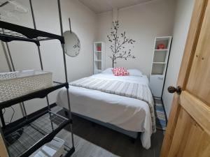 a bedroom with a bed and a bunk bed at Fully-equipped 2-bedroom apartment in San José in San José