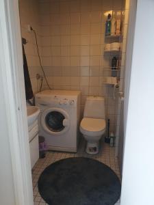 セイナヨキにあるPihataloの小さなバスルーム(トイレ、洗濯機付)