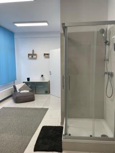 Kylpyhuone majoituspaikassa Stadtsuite mit Sauna in Wiener Neustadt 135 m2