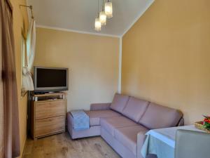 ein Wohnzimmer mit einem Sofa und einem TV in der Unterkunft Juli No1 in Poreč