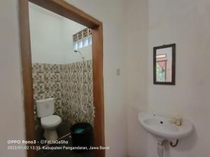 a bathroom with a sink and a toilet at Pondok Galang in Pangandaran