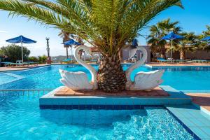 a palm tree in the middle of a swimming pool at Cretan Life Holidays in Chorafakia