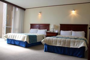 Tempat tidur dalam kamar di Hotel Tehuacan Plaza
