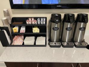 a coffeemaker sitting on top of a counter at Red Roof Inn LaGrange in La Grange