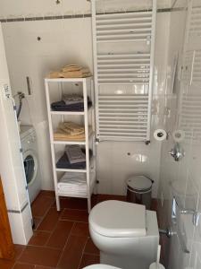 mała łazienka z toaletą i prysznicem w obiekcie B&B Codivilla w mieście Sasso Marconi