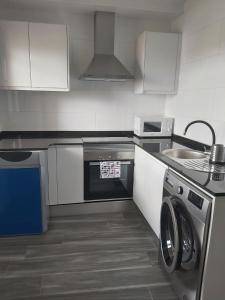 a kitchen with a washing machine and a sink at CORRAL DEL DUQUE II in San Cristóbal de Segovia