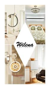 a collage of photos of a bedroom and a bed at Wilena Apartments in Piran
