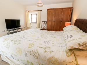 - une chambre avec un lit et une télévision dans l'établissement Sunnymead Cottage, à Halwill