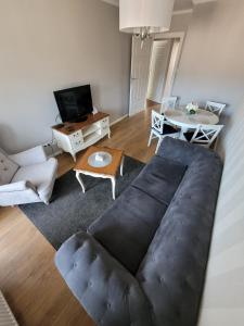 - un salon avec un canapé et une table dans l'établissement Apartament Centrum 1 Maja 35D VIP, à Szklarska Poręba