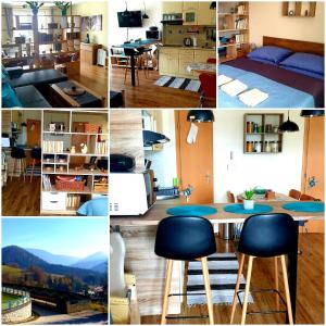 a collage of photos of a room and a house at Apartman BibKa in Donovaly
