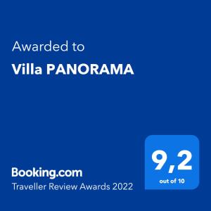 Certifikát, hodnocení, plakát nebo jiný dokument vystavený v ubytování Villa PANORAMA