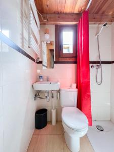 łazienka z toaletą i umywalką w obiekcie Ca La Rougvie w mieście Esterri d'Àneu