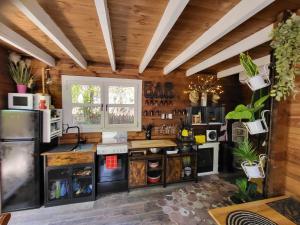 Kuchyň nebo kuchyňský kout v ubytování le petit chalet cevenol