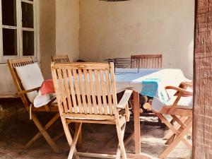 a dining room table with two chairs and a table with at LA MALINCHE in Segovia