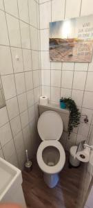 カロリーネンジールにあるAnkerplatz, Am Hafen Ost 10のバスルーム(トイレ、植物付)
