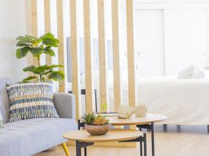 A seating area at Cubo's Estudio Esmeralda Beach