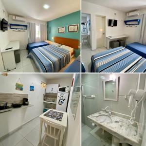 a collage of three pictures of a room at Apart Hotel Marinas Tamandaré in Tamandaré