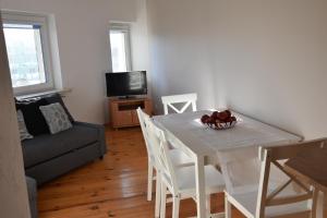 Televízia a/alebo spoločenská miestnosť v ubytovaní Mazurskie apartamenty 2