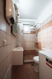 a small bathroom with a toilet and a sink at DINA'S Apartment in Kos in Kaká Pinári