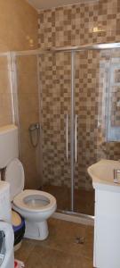 a bathroom with a shower and a toilet and a sink at Lala in Herceg-Novi +34 photos