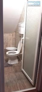 a bathroom with a toilet and a shower stall at Smeštaj PETRONIJEVIĆ Bajina Bašta in Bajina Bašta +7 photos