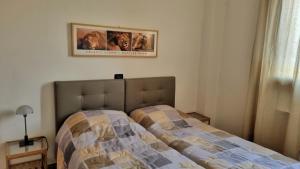 1 dormitorio con 1 cama y una foto en la pared en Stanza con due letti singoli Le Vitterelle, en Zocca