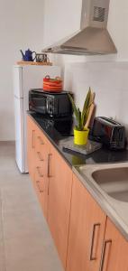 a kitchen with a sink and a microwave at ***** Quinta Do Pôr do Sol ***** in Figueira da Foz