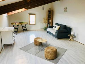 Χώρος καθιστικού στο Le Mas des Alberes Piscine privative proche mer et Collioure, climatisation, parking ,WiFi