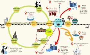 a map of singapore with landmarks and attractions at Henn na Hotel Tokyo Asakusabashi in Tokyo