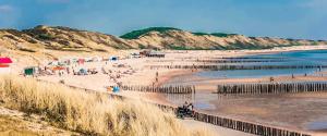 a group of people on a beach near the water at Zeilschip Lucia in Vlissingen