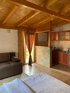 a living room with a couch and a kitchen at Apartments Anđela in Žabljak