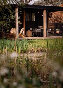 a house with a pond in front of it at Little Escape No 2 in Laren