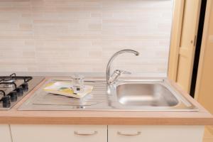 un bancone da cucina con lavello e fornello di Carmela's Guest House Pompeii a Pompei Altre 43 foto