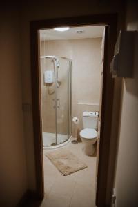 y baño con ducha y aseo. en Flat 5 Lovely 1-bedroom flat in Liverpool, en Liverpool