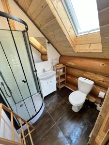 Kúpeľňa v ubytovaní Jedlina - naturalny dom z bali jodłowych