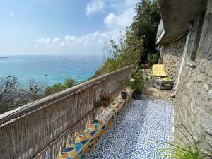 a pathway with plants on a wall next to the ocean at Le Dimore di Zaro - Green Paradise in Forio d'Ischia