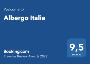 Albergo Italia tanúsítványa, márkajelzése vagy díja