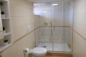 a bathroom with a shower with a toilet and a shower at Villa Salvius Pompei in Pompei +24 photos