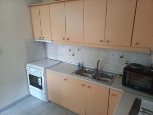 a kitchen with a sink and a stove at Treasure star B&b in Salamina