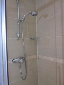 a shower with a shower head in a bathroom at Easter Bowhouse Farm Cottage in Linlithgow