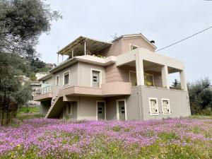 a house in a field of purple flowers at IL SEGRETO DI VARDA in Apolpaina