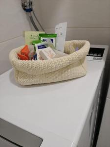 a basket sitting on top of a counter at Center Sunrise Apartment in Novi Sad