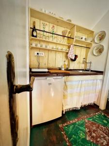 uma cozinha com um lavatório e uma bancada em Edenski vrt em Ivančna Gorica