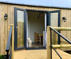 Balcone o terrazza di Shepherds hut with hot tub
