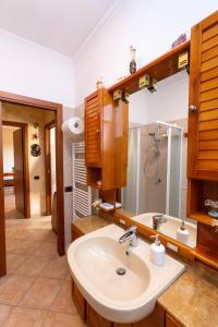 Un baño con lavabo y ducha en Villetta indipendente vicino aeroporto, en Fiumicino