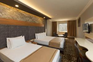 Ένα ή περισσότερα κρεβάτια σε δωμάτιο στο Gurtas Hotel