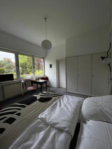 a bedroom with a large bed in a room at Villa V - zwischen Kultur und Natur in Viersen